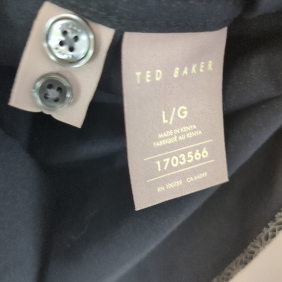 NWT Ted Baker Shirt Men's Large Black Geometric Flip Cuff Button Luxury Cotton - Picture 6 of 10